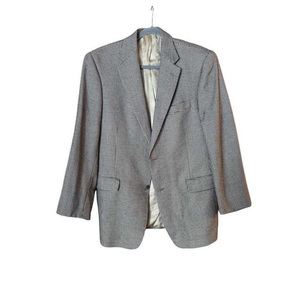 Hart Schaffner Marx Houndstooth Pattern Wool Blazer Jacket Gold Trumpeter Size 4